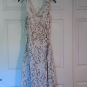 Off white and tan wraparound dress